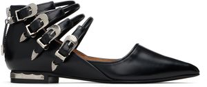 Toga Pulla Black Polido Multi Strap Ballerina Flats