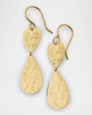 Classico Crinkle Heart and Teardrop Dangle Earrings in 18K Gold