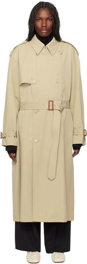 AURALEE Beige Wool Cavalry Twill Laminate Trench Coat
