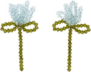 Simone Rocha Blue & Khaki Cluster Flower Earrings