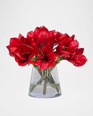 Amaryllis Faux-Floral Arrangement in Vase