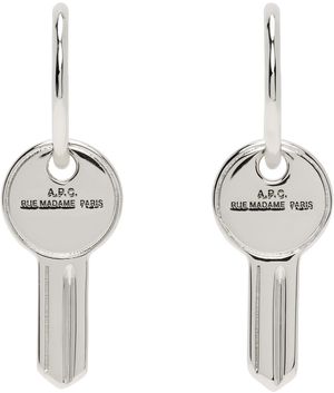 A.P.C. Boucles d'oreilles argentées à breloque de clé