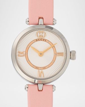 Stainless Steel Model 2000 24mm Watch with Pink Leather Strap