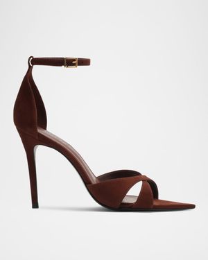 Hilda Leaf Suede Stiletto Sandals