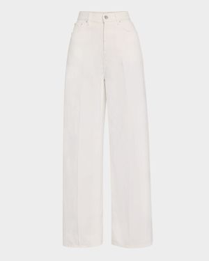 High-Rise Straight-Leg Press-Creased Denim Jeans