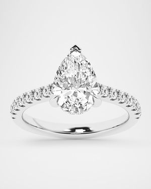 Lab Grown Diamond 18K White Gold Pear Ring, 2.5tcw, Size 7