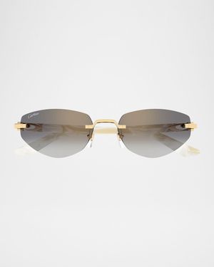 Decor C Rimless Metal Oval Sunglasses