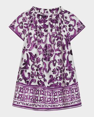 Girl's Maiolica Printed Dress, Size 4-6