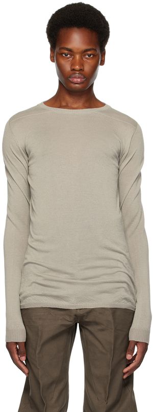 Rick Owens Pull de style motard gris à couture horizontale aux épaules