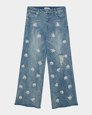 Jude Embellished Wide Crop Jeans