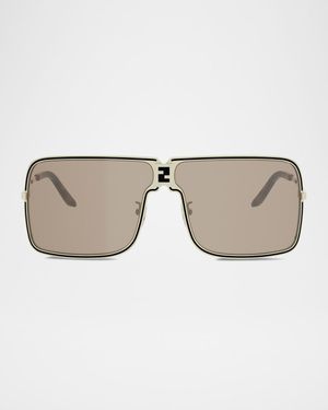 Fendiness Metal Semi-Shield Sunglasses