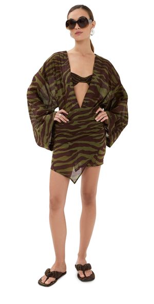 The Attico Mini Dress Dark Green/Dark Brown 40