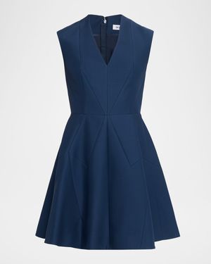 Sleeveless Geometric Seamed Mini Dress