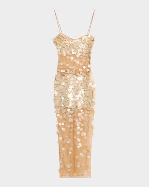 Mischa Sequin-Embellished Sleeveless Midi Dress