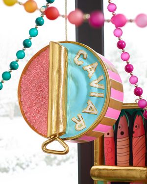 Blue and Pink Caviar Display Hanging Decor, 12"