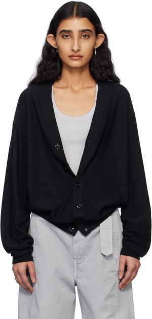 LEMAIRE Black Relaxed Twisted Cardigan