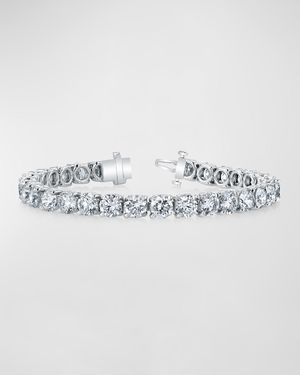 Platinum Round-Cut Diamond Buttercup Tennis Bracelet, 14.40tcw, 7"L