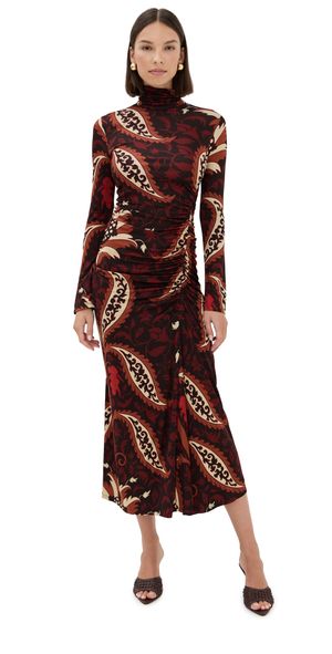 Johanna Ortiz Start Point Ankle Dress Black/Mocha/Sand/Red 4