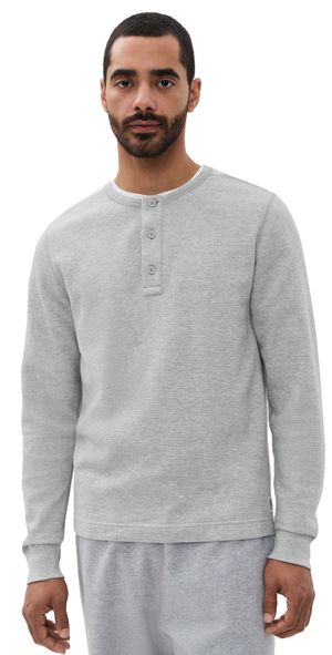 Reigning Champ Lightweight Waffle Standard Henley Hgrey XL