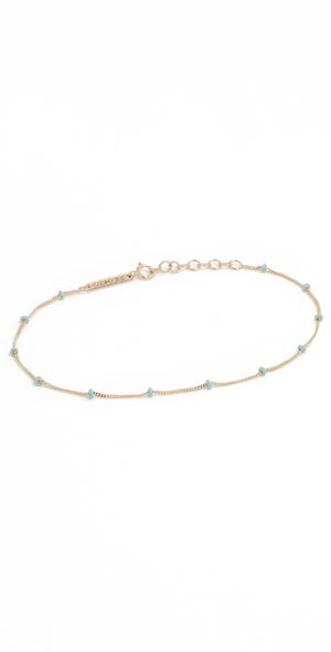 Zoe Chicco 14k Enamel Satellite Chain Anklet Turquoise One Size