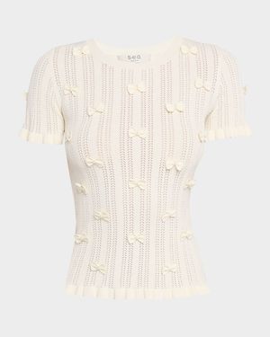 Alberta Embellished Pointelle-Knit Top