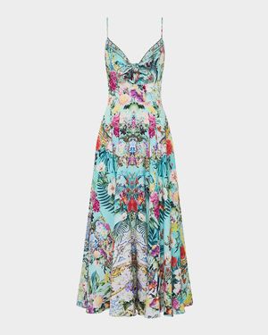 Gardens of Queluz Tie-Front Long Dress