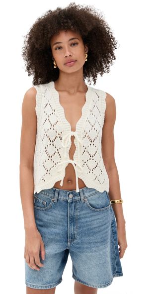 Line & Dot Aleza Tied Sweater Vest Ivory S
