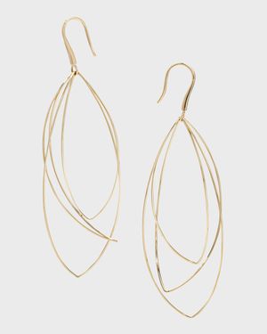 14K Gold Multi-Curved Wire Marquis Hoop Earrings