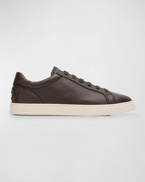 Men's Grained Leather Low-Top Sneakers