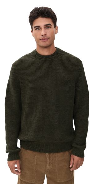 Madewell Cotton Shaker-Stitch Crewneck Sweater Foliage Green Marl L