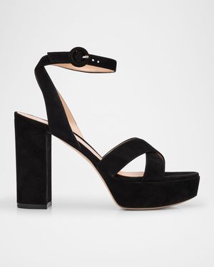 Suede Crisscross Platform Sandals