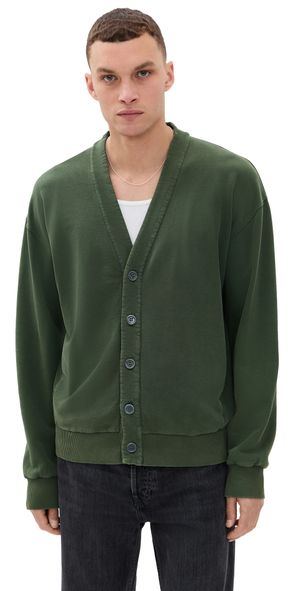 JW Anderson Garment Dye V Neck Cardigan Pine XS