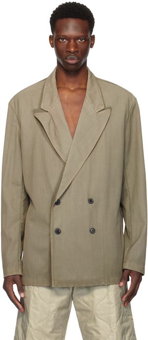 Dries Van Noten Gray Double-Breasted Blazer