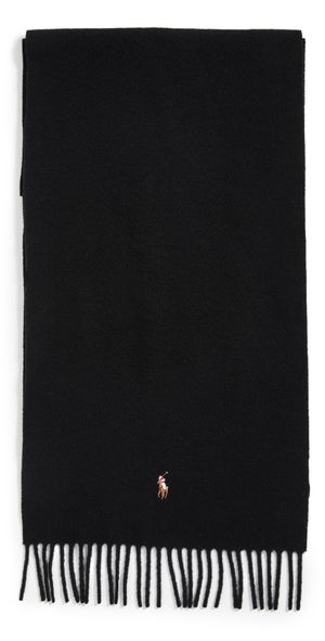 Polo Ralph Lauren Signature Italian Virgin Wool Scarf Black One Size