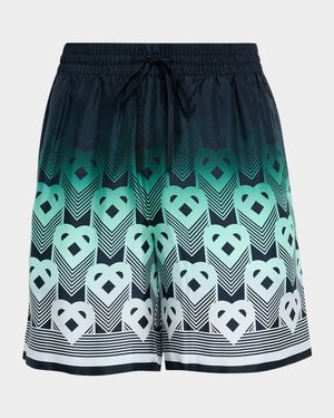 Men's Silk Heart Monogram Drawstring Shorts