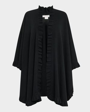Ruffle-Trim Cashmere Cape