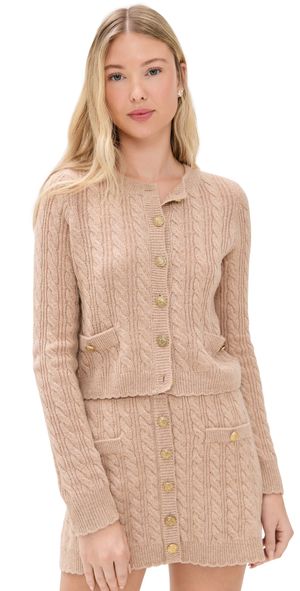LoveShackFancy Eugenie Cardigan Camel Melange XXL
