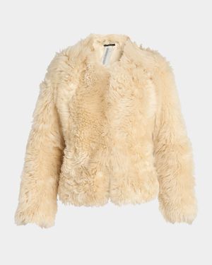 Curly Sheep Shearling Collarless Jacket