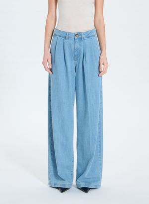 Zapa - Jean palazzo en coton mélangé - Taille 46 - Bleu