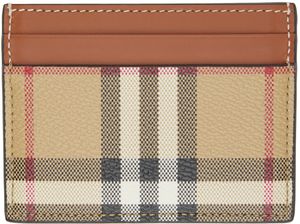 Burberry Beige & Brown Check Card Holder