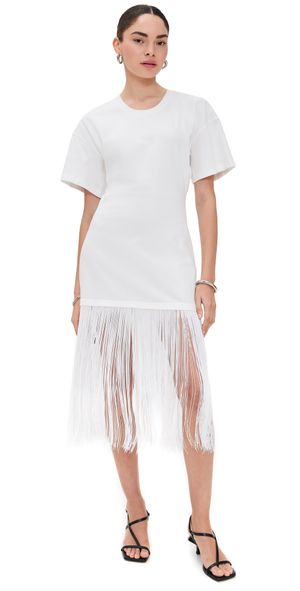 Pixie Market Fringe Cotton Tee Dress White S