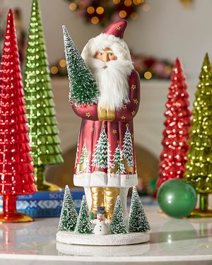 Burgundy Santa with Gold Deers