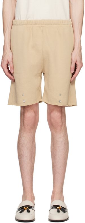 Les Tien Beige Snap Front Shorts