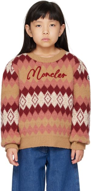 Moncler Enfant Kids Pink & Beige Jacquard Sweater