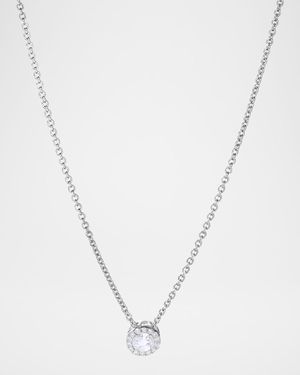 18K White Gold Solitaire Diamond Pendant Necklace