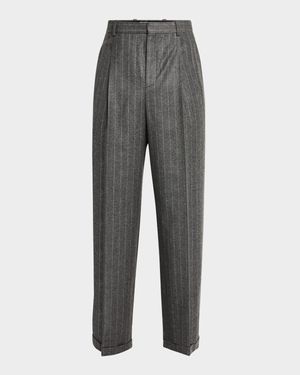 Men's Wool Relaxed Fit Single-Pleated Trousers