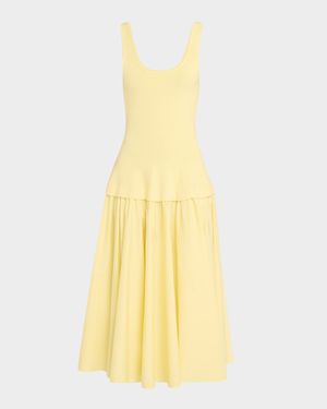 Allana Sleeveless Drop-Waist Combo Midi Dress