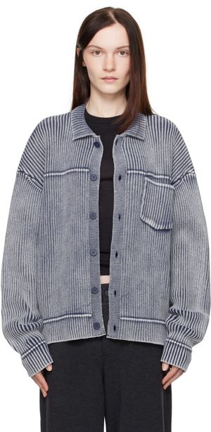 Aya Muse Blue Knit Button Up Cardigan
