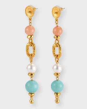 Pearly, Rose Quartz and Amazonite Earrings