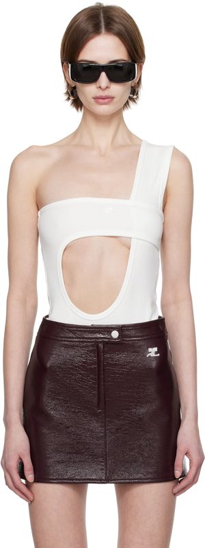 Courrèges White Loop 90's Rib Bodysuit